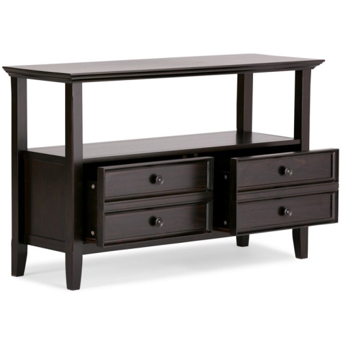 Simpli Home Amherst Solid Wood Console Table with Storage Drawers Hickory Brown