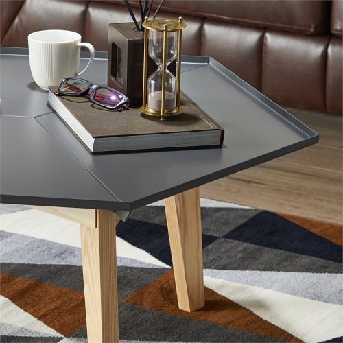 Furniture of America Bok Modern Chic Metal Tray-Top Coffee Table in Gray
