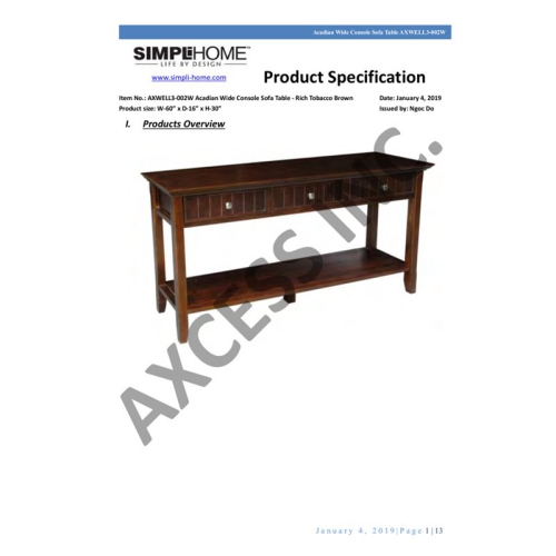 Simpli Home Acadian Wood 60" Transitional Console Sofa Table in Brunette Brown