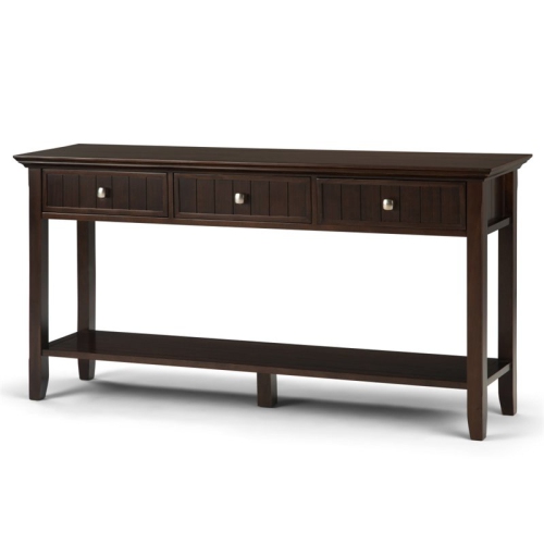 Simpli Home Acadian Wood 60" Transitional Console Sofa Table in Brunette Brown