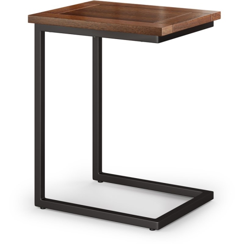 SIMPLI HOME  Skyler 20" Metal C Side Table With Wood Top In Dark Cognac Brown Solid, beautiful side table!