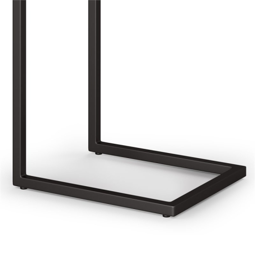 Simpli Home Skyler 20" Metal C Side Table with Wood Top in Dark Cognac Brown