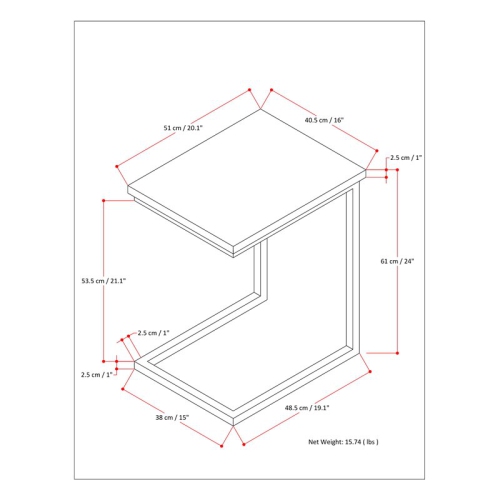 Simpli Home Skyler 20" Metal C Side Table with Wood Top in Dark Cognac Brown