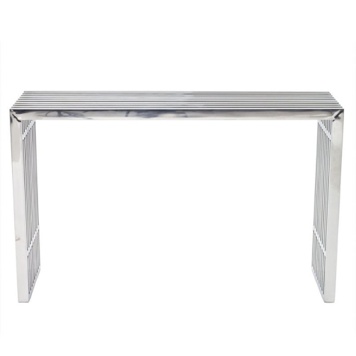 MODWAY  Gridiron Metal Console Table In In Silver