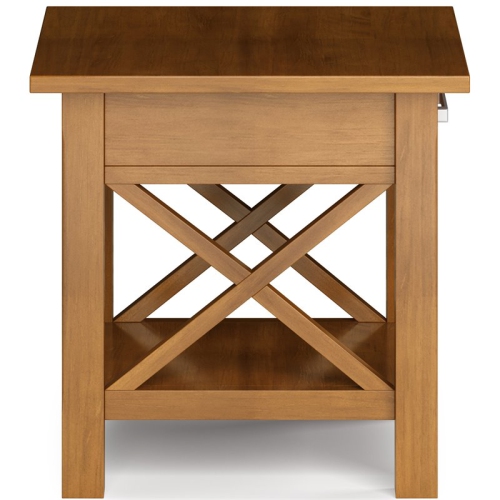 Simpli Home Kitchener Solid Wood Square End Table in Light Golden Brown