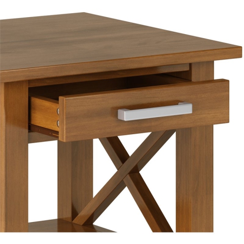 Simpli Home Kitchener Solid Wood Square End Table in Light Golden Brown