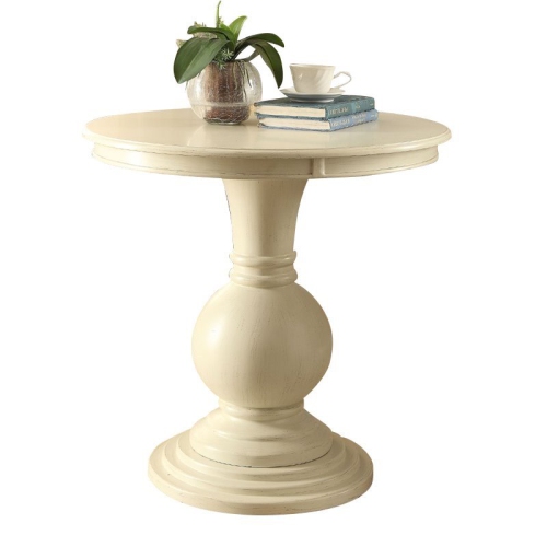 ACME Alyx Pedestal Table in Antique White