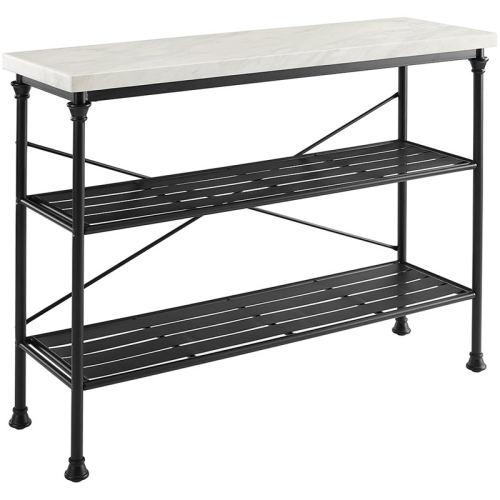 Bowery Hill Mid-Century Faux Marble Top Console Table in Matte Black