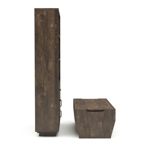 Furniture of America Edwards Wood 2-Piece Coffee Table and Bookcase Set in Oak