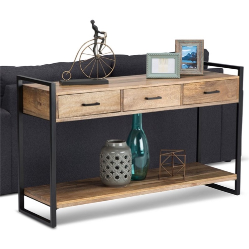 Simpli Home Riverside Console Table in Natural