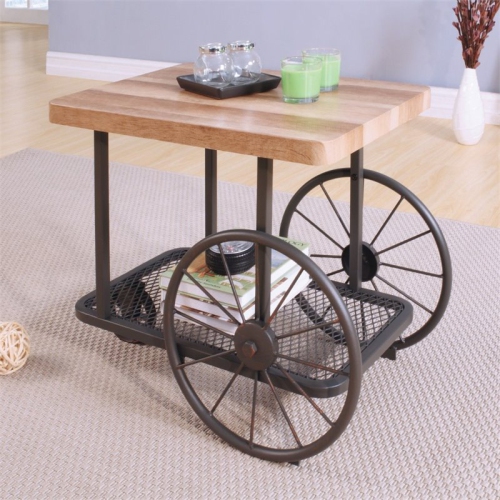 ACME FURNITURE  Acme Francie End Table In Oak And Antique In Gray