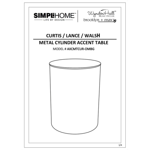 Simpli Home Curtis Industrial 16 " Metal Metal Cylinder Accent Table in Ombre Black- Gold