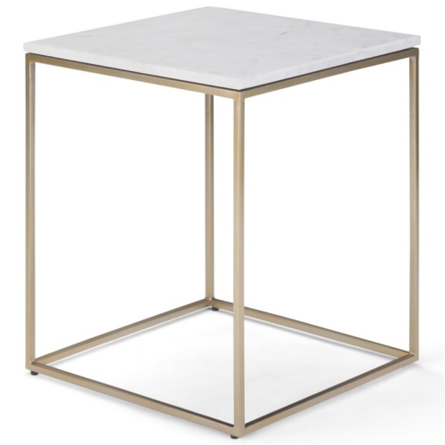 SIMPLI HOME  Kline Modern 18 " Metal Accent Side Table In White And Gold