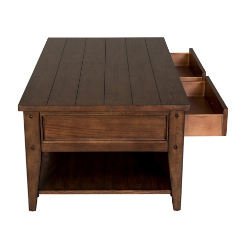 2 Piece Coffee Table and Tier Side Table Set in Oak