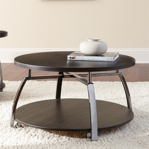 Steve Silver Coham Round Coffee Table in Black Nickel