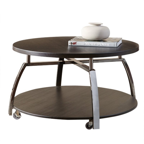 Steve Silver Coham Round Coffee Table in Black Nickel