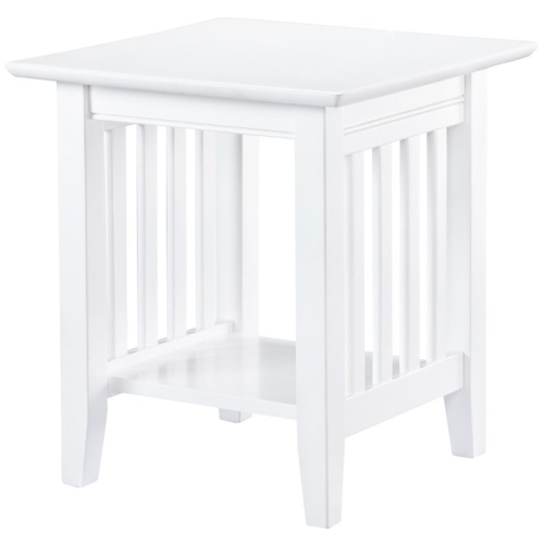 BOWERY HILL  Mission Solid Wood 20" End Table In In White