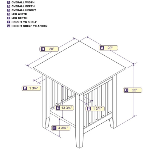 Bowery Hill Mission Solid Wood 20" End Table in White
