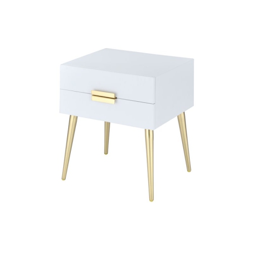 BOWERY HILL  End Table In And Gold In White
