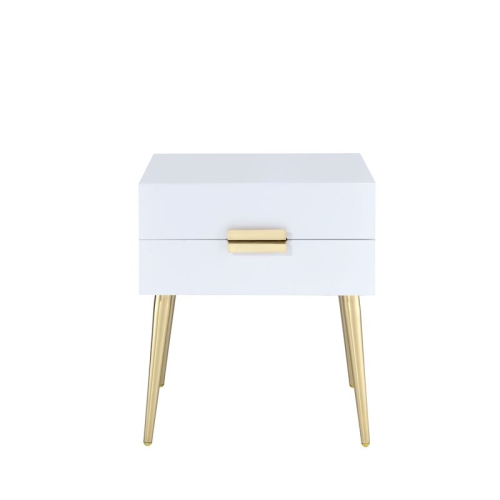 Bowery Hill End Table in White and Gold