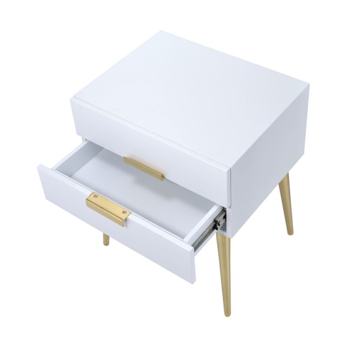 Bowery Hill End Table in White and Gold