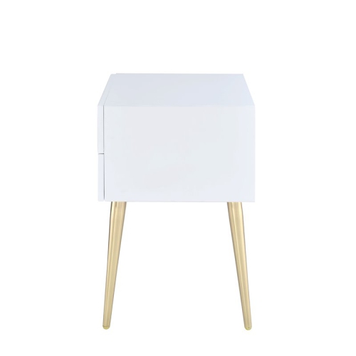 Bowery Hill End Table in White and Gold