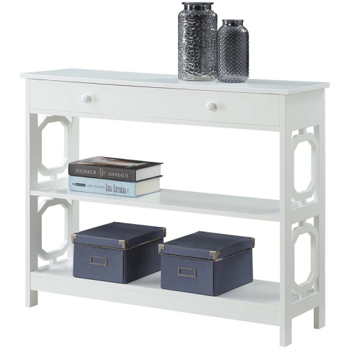 Convenience Concepts Omega Storage Console Table in White Wood Finish