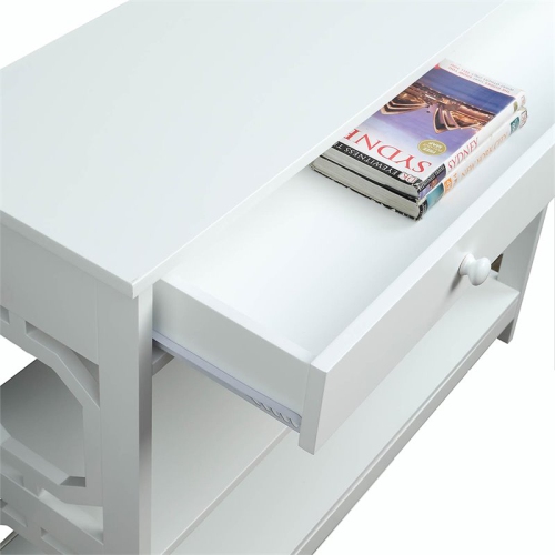Convenience Concepts Omega Storage Console Table in White Wood Finish