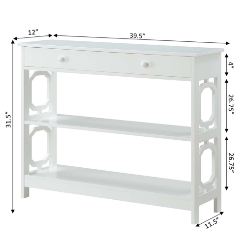 Convenience Concepts Omega Storage Console Table in White Wood Finish