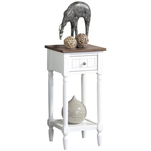French Country Khloe One-Drawer Accent End Table in White Wood Finish