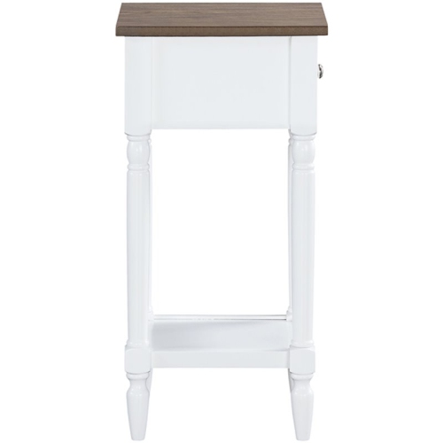 French Country Khloe One-Drawer Accent End Table in White Wood Finish