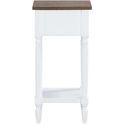 French Country Khloe One-Drawer Accent End Table in White Wood Finish