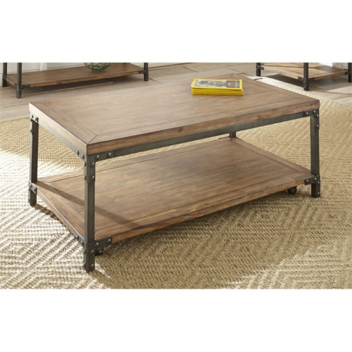 Steve Silver Lantana Coffee Table with Caster in Antique Brown Honey