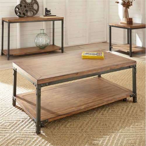 Steve Silver Lantana Coffee Table with Caster in Antique Brown Honey