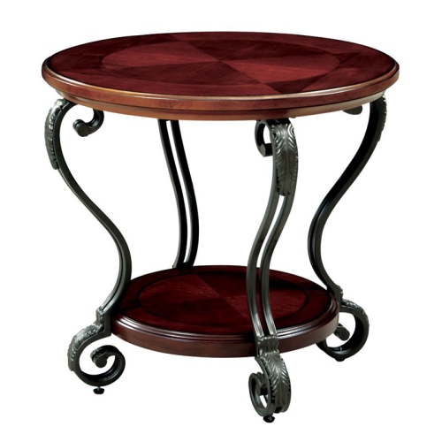 FURNITURE OF AMERICA  Azea Traditional Wood 1-Shelf End Table In Cherry In Brown
