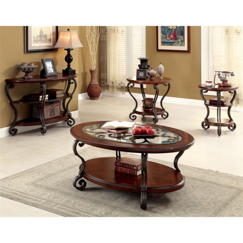 Furniture of America Azea Traditional Wood 1-Shelf End Table in Brown Cherry