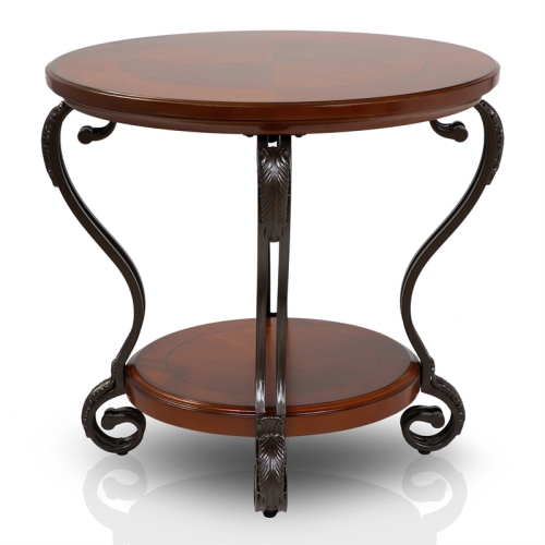 Furniture of America Azea Traditional Wood 1-Shelf End Table in Brown Cherry