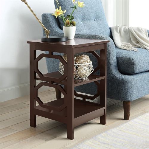 Convenience Concepts Omega 16" Square End Table in Espresso Wood Finish