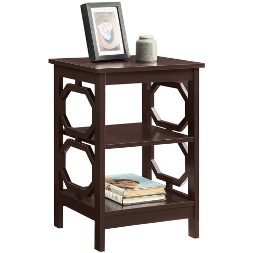 Convenience Concepts Omega 16" Square End Table in Espresso Wood Finish