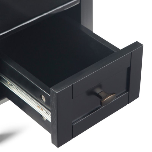 Simpli Home Warm Shaker Wood 14" Rectangle Transitional Narrow Side Table in Black