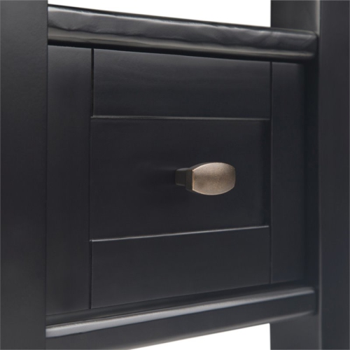 Simpli Home Warm Shaker Wood 14" Rectangle Transitional Narrow Side Table in Black