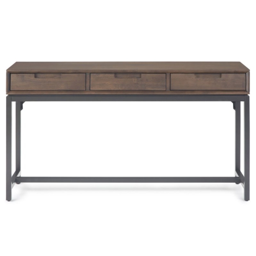 Banting 54" W SOLID HARDWOOD and Metal Industrial Console Table in Walnut Brown