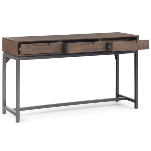 Banting 54" W SOLID HARDWOOD and Metal Industrial Console Table in Walnut Brown