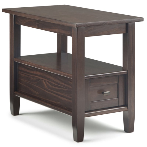 SIMPLI HOME  Warm Shaker Wood 14" Rectangle Transitional Narrow Side Table In Tobacco Brown Nice side table