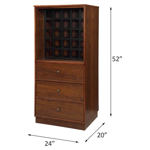 ACME Wiesta – Armoire à vin en bois d’ingénierie avec 3 tiroirs, noyer