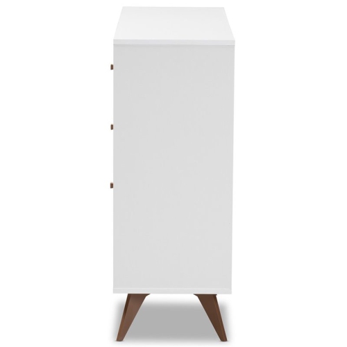 Baxton Studio Savino Wood Wine Cabinet in White and Walnut