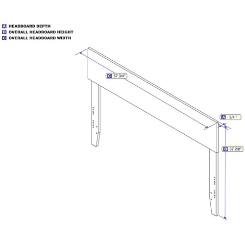 AFI Orlando Full Panel Solid Wood Headboard in Gray
