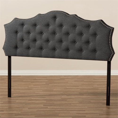 Baxton Studio Aurora Tufted King Panel Headboard in Dark Gray