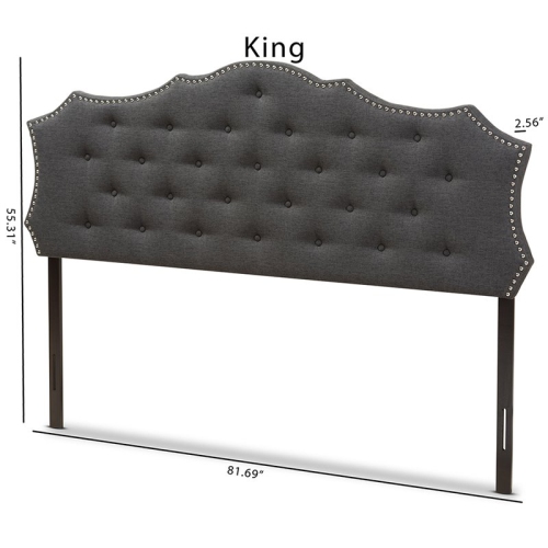 Baxton Studio Aurora Tufted King Panel Headboard in Dark Gray