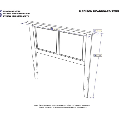 AFI Madison Twin Solid Wood Panel Headboard with Device Charger in Walnut